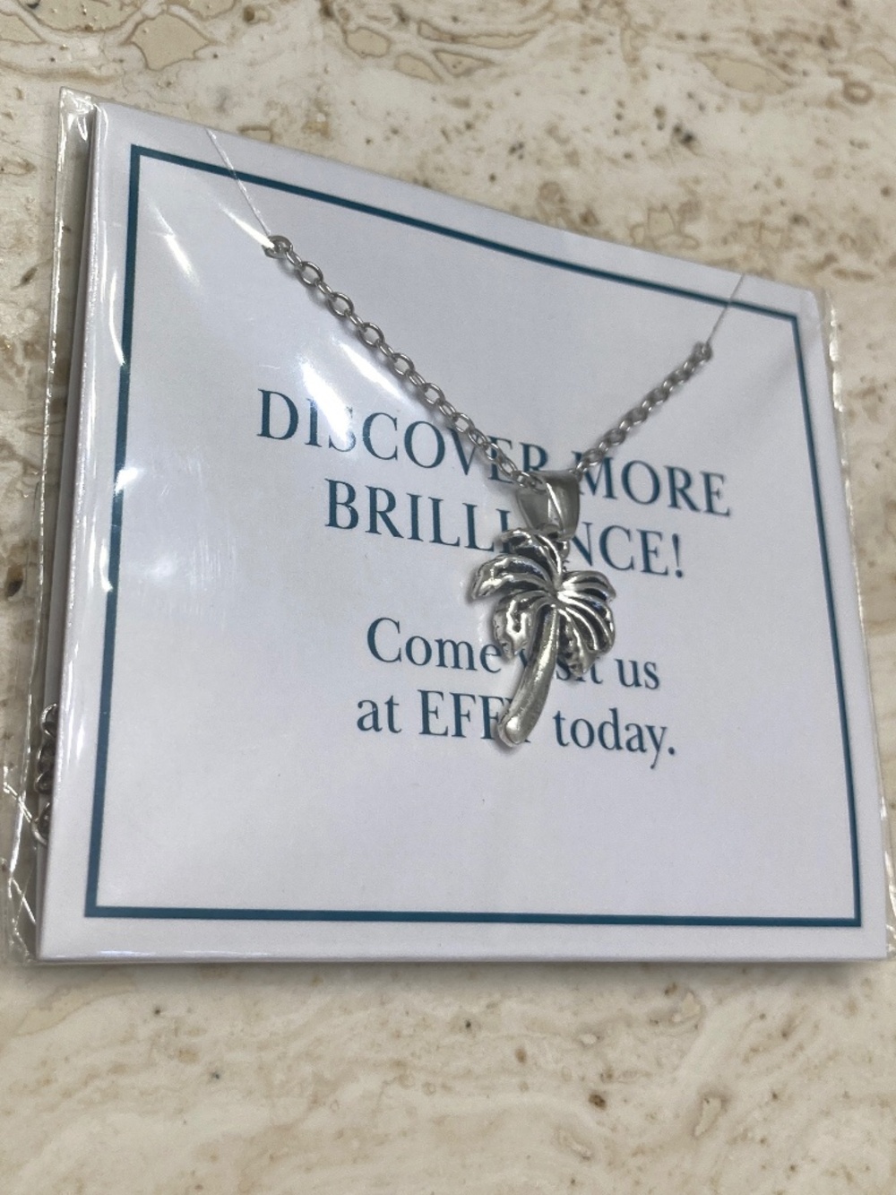 EFFY silver tone Palm Tree pendant chainlink necklace